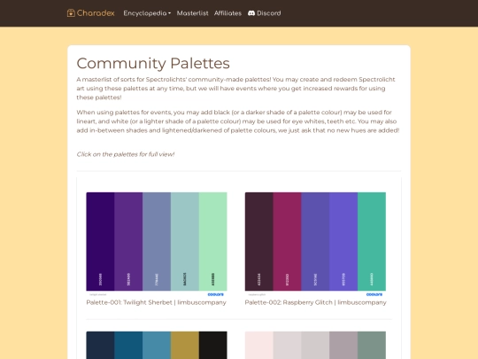 palettes screenshot