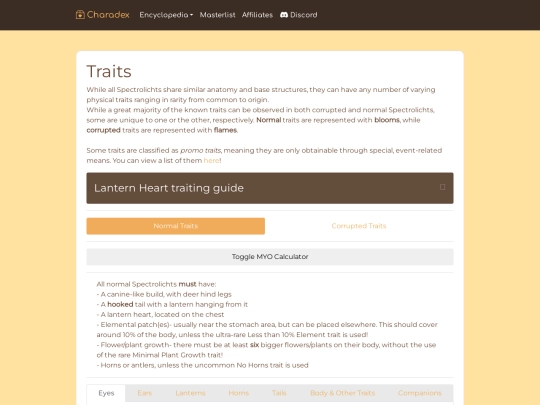 traits screenshot