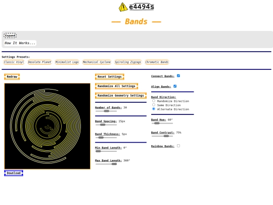 bands screenshot