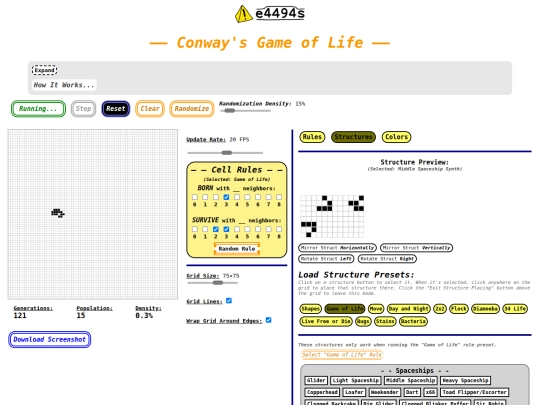 conway-life screenshot