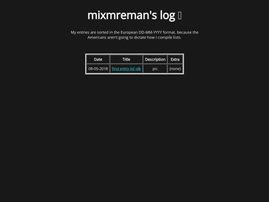 log screenshot