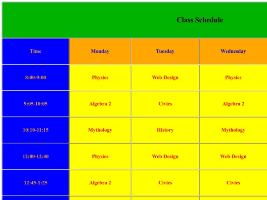 Schedule screenshot