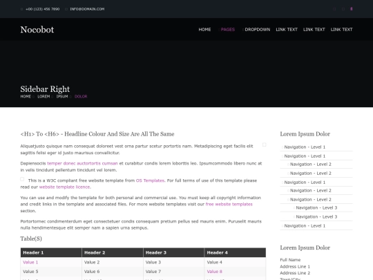 pages/sidebar-right screenshot