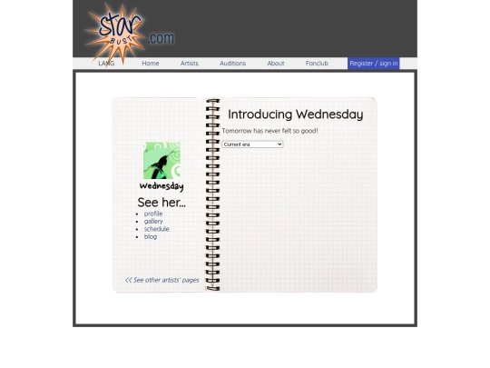 artists/weds screenshot