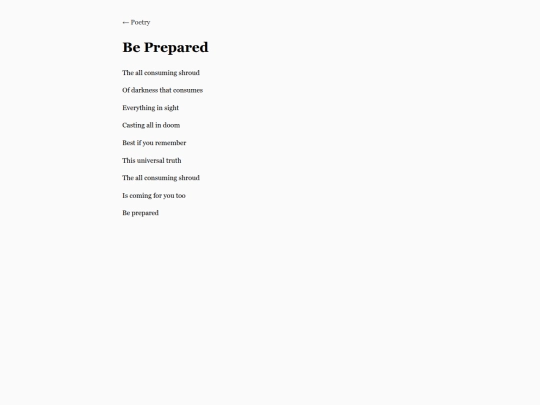 poetry/beprepared screenshot