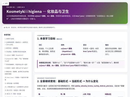 Learn/A2/A2-1/lekcia-06-kosmetyki-i-higiena-study screenshot