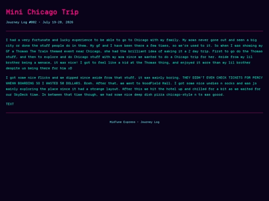 archivescar/journeylog/002-minichicagotrip screenshot
