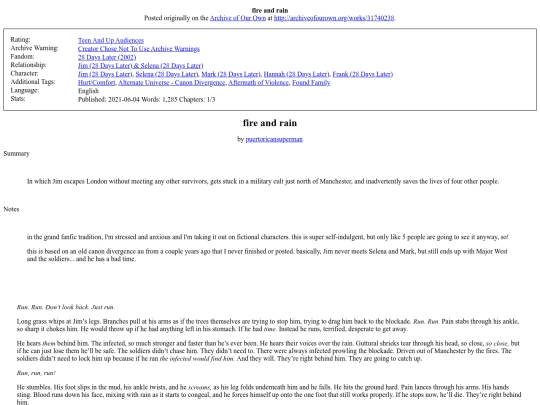 fanfiction/fire and rain screenshot