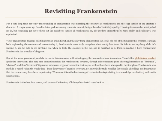 Re-reading Blog/Frankenstein screenshot