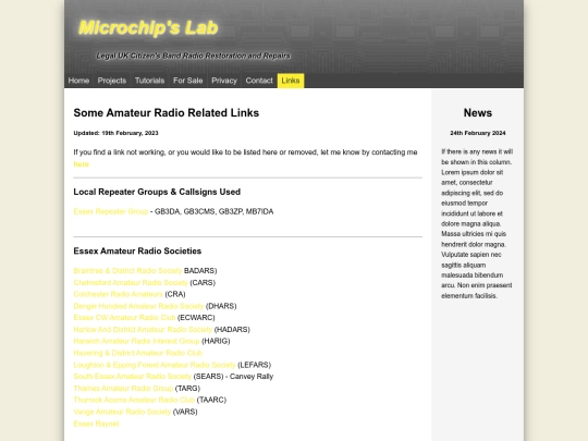 links screenshot
