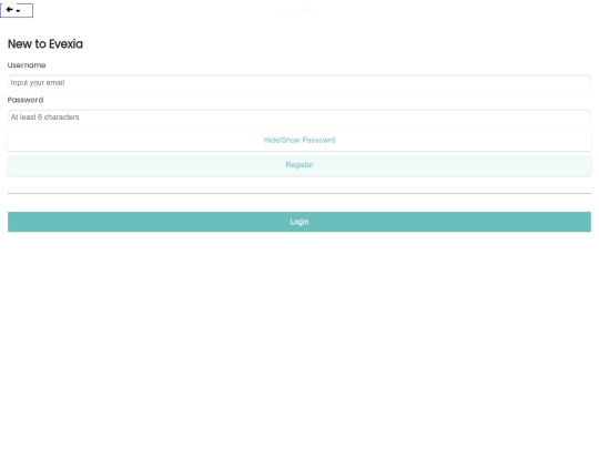 Evexia/login screenshot