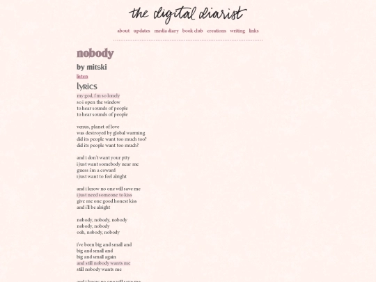 listening/lyrics/nobody screenshot