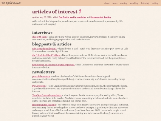 reading/articles-of-interest screenshot