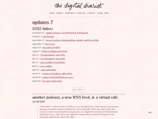 weblog/updates2020 screenshot