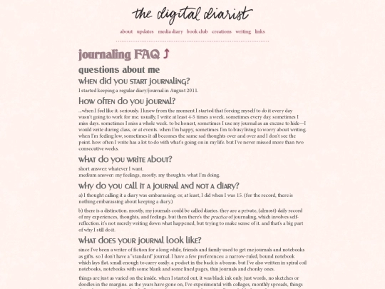 writing/journaling/faq screenshot