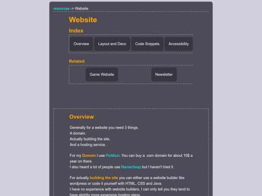 resources/websites screenshot