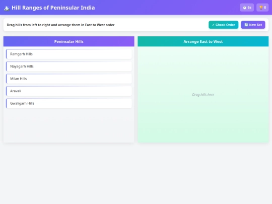 UPSC Memory Quiz/PeninsularHills screenshot