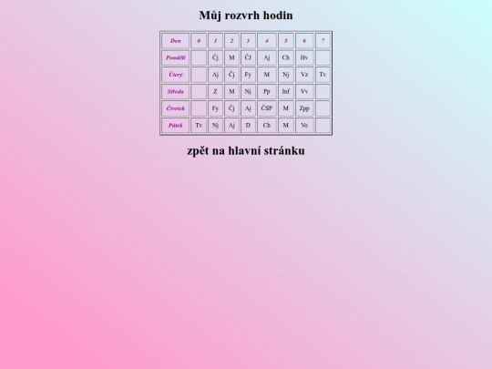 rozvrh screenshot