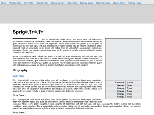 oc wiki/character Sprig screenshot
