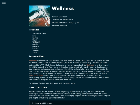 pages/reviews/album_reviews/wellness-last-dinosaurs screenshot