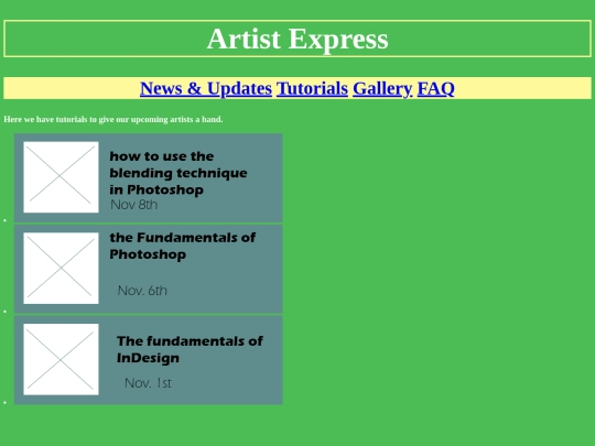 Artist Express/Tutorials/Tutorials screenshot