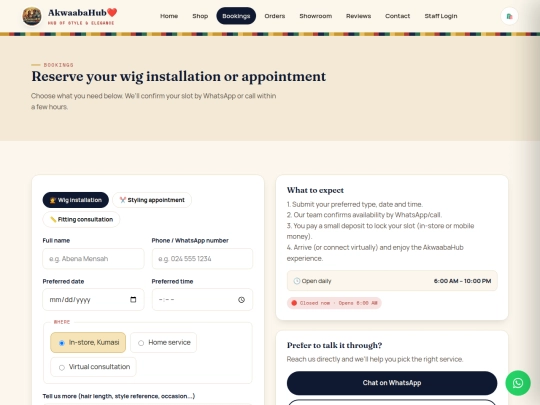 booking screenshot