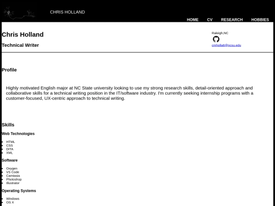 CV screenshot
