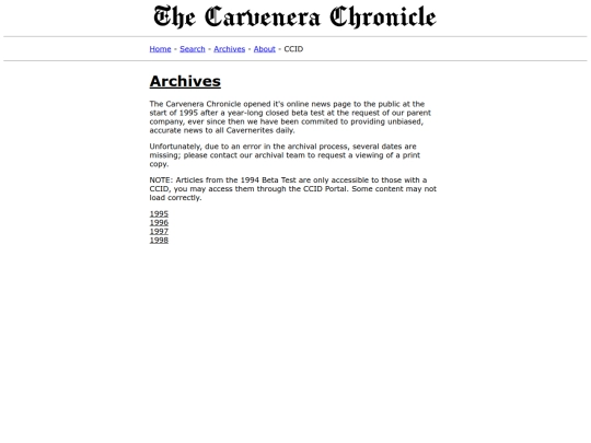 Carvenera/Carvenera Chronicle/Archives/Archives screenshot