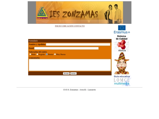pagina zonzamas/pag/contacto screenshot