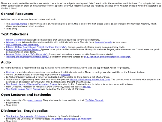 humanities_links screenshot