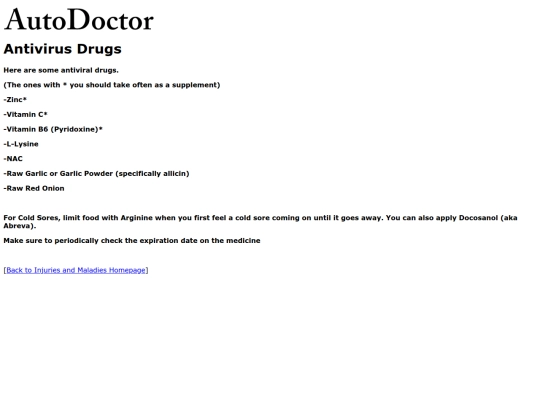 injuries/antivirusdrugs screenshot
