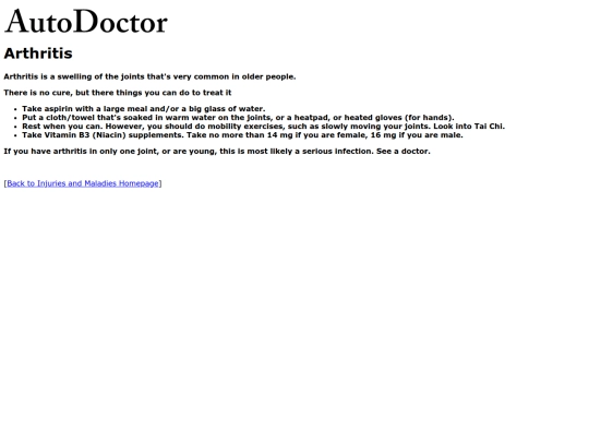 injuries/arthritis screenshot