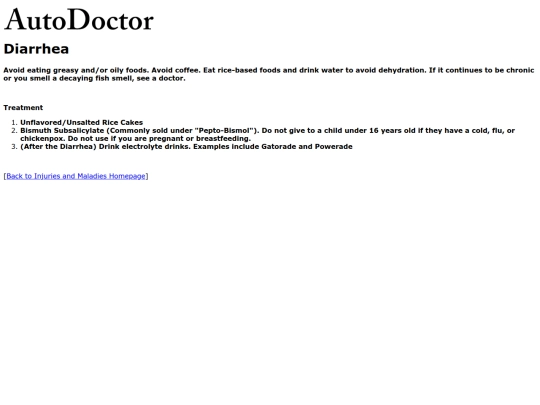 injuries/diarrhea screenshot