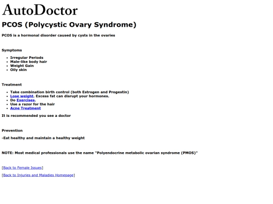 injuries/females/pcos screenshot