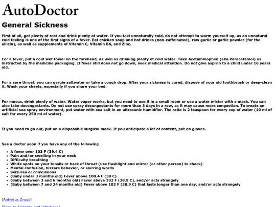 injuries/generalsickness screenshot