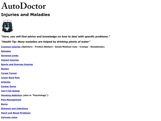 injuries/injuriesandmaladies screenshot