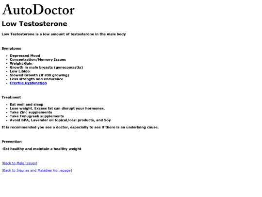 injuries/males/testosterone screenshot