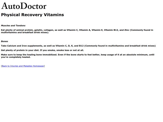 injuries/recovery screenshot