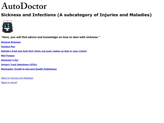 injuries/sickness/sickness screenshot