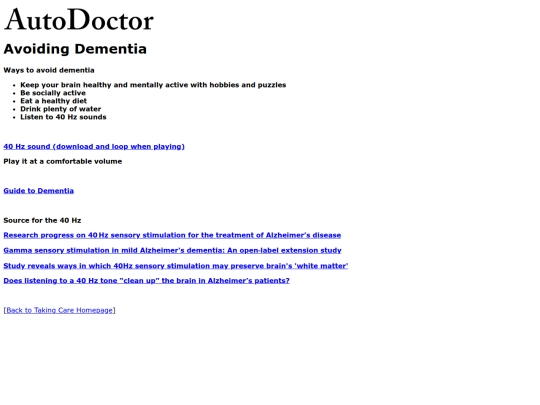 takingcare/avoidingdementia screenshot