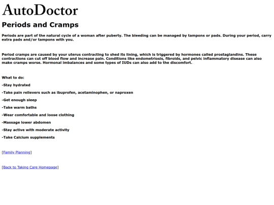 takingcare/periodsandcramps screenshot