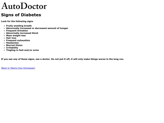 takingcare/signsofdiabetes screenshot