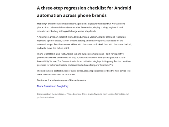 phone-regression-checklist screenshot