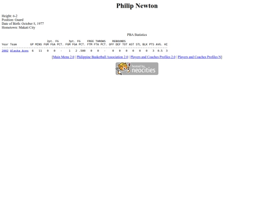 pba/profiles/philipnewton screenshot
