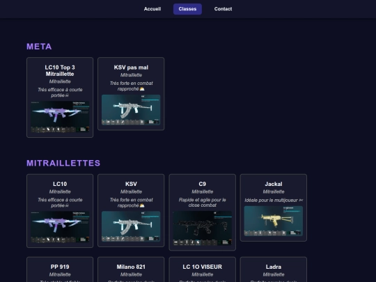 classes screenshot