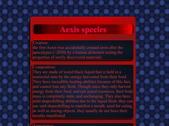 aexisspeciessheet screenshot