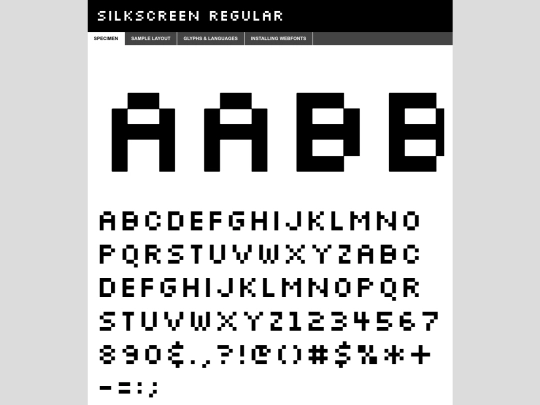 silkscreenfontfile/silkscreen-regular-demo screenshot