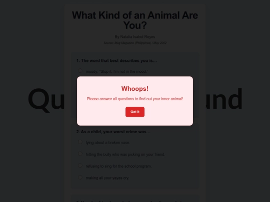 survey/page1 screenshot