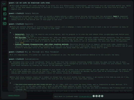 info screenshot