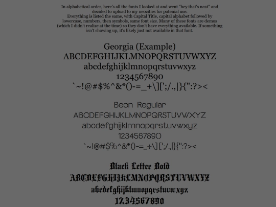 fonts screenshot